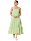 Libas Women'S Cotton Fit And Flare Midi Dress (29579_Light Green_S)