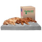 Furhaven Memory Foam Dog Bed for Large Dogs w/ Removable Washable Cover, For Dogs Up to 125 lbs - Ultra Plush Faux Fur & Suede M