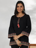 Libas Women'S Silk Blend Straight Kurti (29180O_Black Black L