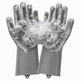 Forliver Silicone Pet Grooming Gloves with Bristles 13.6inch Extended Forearm Protection, Food Grade Scrubber Gloves for Dog Bath