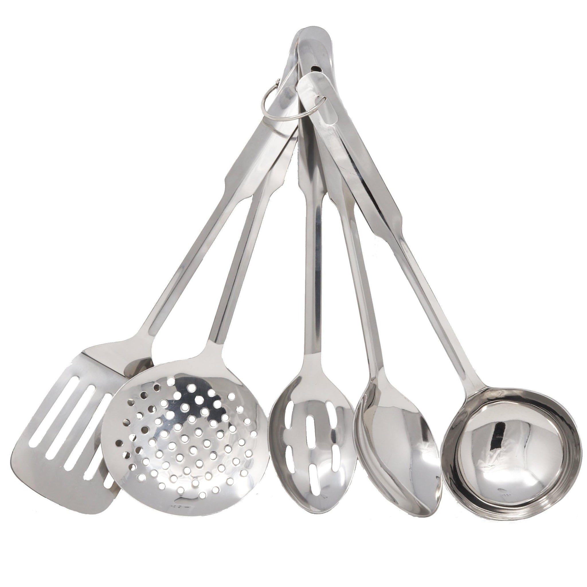 Amco 5-Piece Everyday Utensil Set | Stainless Steel - Heat Resistant | 11 inches | Hang Hole for Easy Storage | Dishwasher Safe 