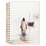 Qabliqo Watercolor Christian Jesus Spiral Notebooks, Jesus Walking on Water Journals for Writing, Prayer Journal, Christian Gift