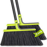 TidyBliss 2 Pack Outdoor Broom Heavy Duty with 56 Long Handle (Green)