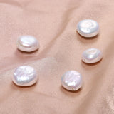 THRELE 5pcs 9-10mm Flat Round Baroque Pearl Beads, Flat Oval Freshwater Pearls for Earrings, Bracelets, DIY Jewelry Making