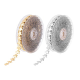 AUEAR, 2 Rolls Silver Gold Star Theme Ribbon Lace Trims Glitter Polyester 15mm Trim Embellishment for Wedding Gift Party Christm