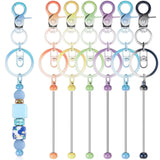 Huwena 6 Pcs Beadable Keychain Bars Blanks Bead Keychain Metal for Pendant DIY Crafts Jewelry Making Gift(Sweet Colors)