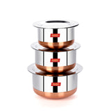 Sumeet Stainless Steel Copper Bottom 4Pc Big Size Tope Set with Lid (3.850L, 4.70L, 5.7Ltr, 6.7Ltr)