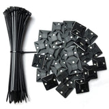 Oksdown 100 Pack Black Plastic Nylon Cable Fasteners Ties With 60 Pieces Strong 25X25Mm/1Inch Self Adhesive Wire Tidy Clips Moun
