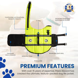 Paws Aboard Dog Life Jacket, Fashionable Dog Life Vest For Swimming And Boating - Neon Yellow