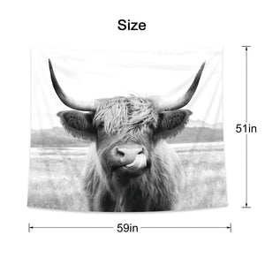AMBZEK Highland Cow Tapestry, 51Hx59W Inch, Funny Western Decor, Wall Art for Bedroom, Dorm, Living Room