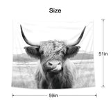 AMBZEK Highland Cow Tapestry, 51Hx59W Inch, Funny Western Decor, Wall Art for Bedroom, Dorm, Living Room