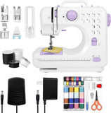 Mini Sewing Machine for Home Use, 12 Stitch Patterns, LED Light & Foot Pedal, 2-Speed Portable Electric Sewing Machine with 32 S