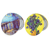 PDOZV Pocket Mirror, 2 Pcs Round 2.8PU OilPainting Style Double Sided 1X/3X Purse Compact Mirrors (OP02OP03)