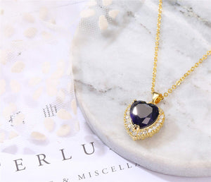 AILUOR Titanic Heart of the Ocean Necklace, Gold Plated Blue Sapphire Crystal Necklace Pendants Jewelry Valentines Mother's Day