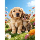 DIYDECORFUN Diamond Art Kits for Adults Beginners,Dog&Cat Diamond Painting Kit,Animal Full Round Drill Diamond DotFriends Gem Ar