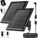 2-Pack 8W Solar Panel for Ring Camera, IP65 Waterproof Solar Charger with 10ft USB C Cable Compatible with Rings Spotlight Plus/