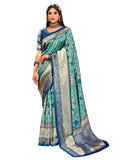 Leriya Fashion Womens Pure Jacquard Banarasi Kanjivarm Cotton Silk Saree with Blouse Piece | (Green)