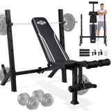 ANCHEER 900LBS Weight Bench Set with Barbell Rack, Heavy Duty Bench Press Set with Leg Extension and Leg Curl, Foldable Workout 