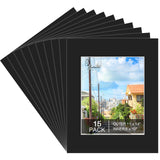 Prudiut 15 Pack 11x14 Black Picture Mats, Frame Mattes for 8 x10 Pictures Display Photo Frame Mat Core Bevel Cut Mat Board Show 