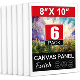 ESRICH 8x10 Canvas for Painting, 6 Pack Canvas Boards for Painting Primed Acid Free Blank Canvas Panels for Oil Paint, Watercolo