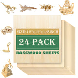 24 Pack 12 x12 Basswood Sheets 1/8 ,3mm Basswood for Laser Cutting,3mm Plywood Unfinished Wood Craft Wood for DIY Ornaments and 