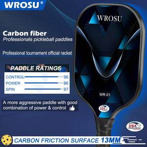 WROSU Pickleball Paddles Set of 4 Carbon Fiber | 2024 USAPA Approved Equipment W/Accessories | Core Carbon Fiber Pickleball Racq