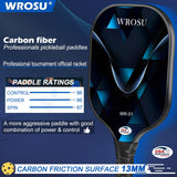 WROSU Pickleball Paddles Set of 4 Carbon Fiber | 2024 USAPA Approved Equipment W/Accessories | Core Carbon Fiber Pickleball Racq