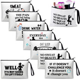 SilTriangle 8 Pcs Workout Cosmetic Bags Workout Gifts Funny Sports Lover Gym Gifts Gym Fitness Makeup Bags for Women Body Builde