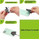 OUTXE Universal Phone Tether Tab with Adhesive, 4 Pack Phone Lanyard Replacement Part for Phone Strap - Black