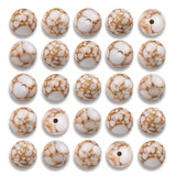NITOPUPU 100Pcs 8mm Natural Smooth White Howlite Spun Gold Beads Round Loose Gemstone Stone Beads for Jewerly Making with Crysta