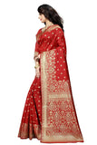 Sugathari Womens Banarasi Saree Pure Kanjivaram Silk Saree Soft New Ladies 2023 Design Wear Pattu Sarees Latest Cotton Party Sari Collections With Blouse Piece For Wedding Sadi (Sam Pari-100 Red)
