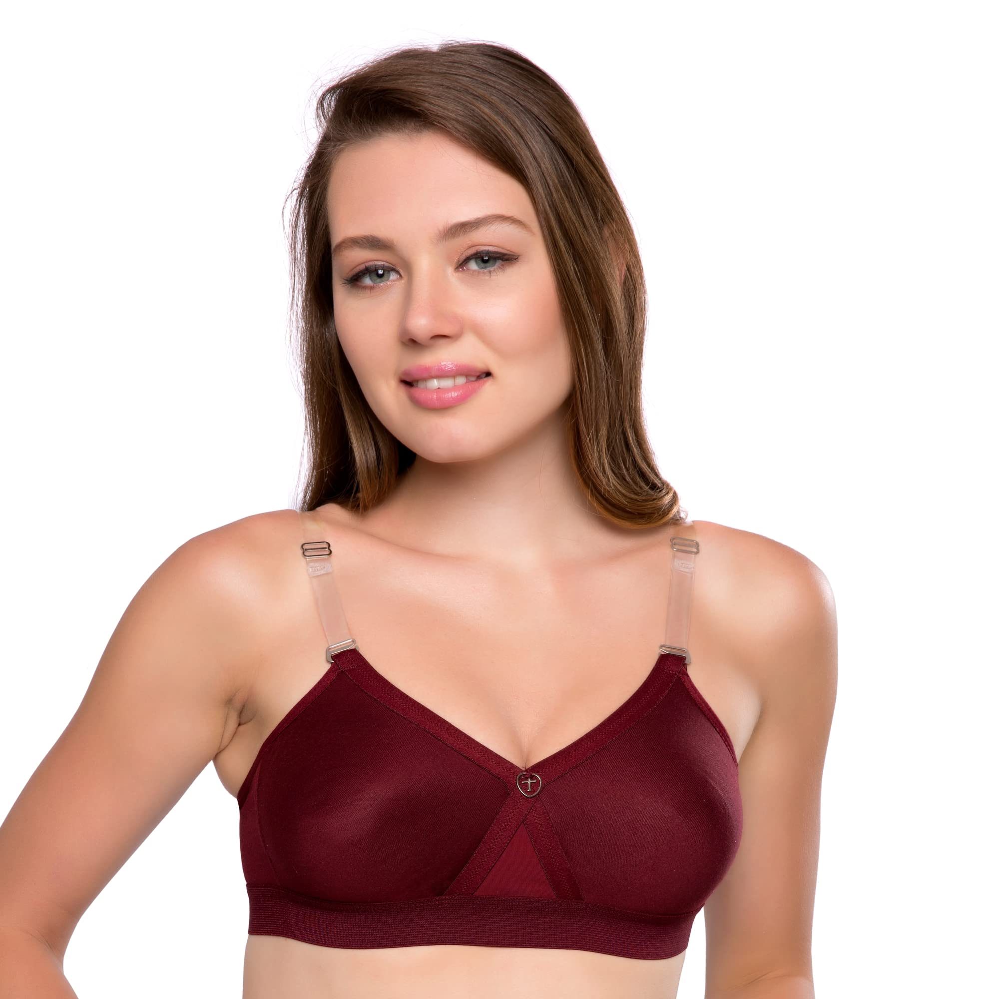Trylo Women'S Cotton T-Shirt Bra Women'S Non-Wired Bra (Alpa Strapless_Marun_36E),MARUN,36,B07YV7TB5H