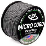 Paracord Planet Micro Paracord - Thin Braided Cord for Crafting, Fishing, and DIY Projects in 125 ft Spools - Charcoal Gray