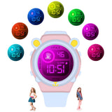 Spiky Digital Sports Watch For Kids (Blue) | Bear Shape Design | Multifunctional With 7 Led Luminous Lights | Water-Resistant | 