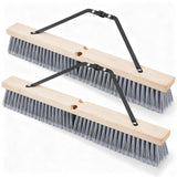 Maxdot 2 Pcs 24inch Push Broom Head FineSweep Threaded Wood Block with Broom Brace for Outdoor Indoor
