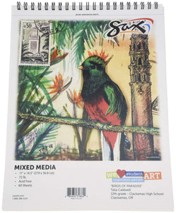 Sax Mixed-Media Paper Pad, 11 X 14 Inches, 72 Lb, White, 60 Sheets