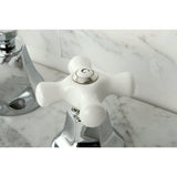 Kingston Brass Ks4461Px Metropolitan Widespread Lavatory Faucet With Porcelain Cross Handle, Polished Chrome,8-Inch Adjustable C