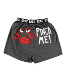 Lazy One Funny Animal Boxers, Novelty Boxer Shorts, Humorous Underwear, Gag Gifts for Men, Sea, Ocean (Pinch Me! Crab, Large)