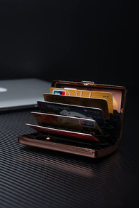 HAPUTDY RFID Metal Blocking Credit Card Holder/Travel Wallet/Protective Case (7 Cards Rose gold)