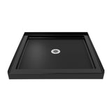 DreamLine SlimLine 42 in. D x 42 in. W x 2 3/4 in. H Center Drain Single Threshold Shower Base in Black, DLT-1142420-88
