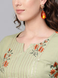 Idalia Saga Green Cotton Kurta Set For Women Sage Green Xs