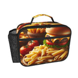 Augenstern Hamburger-Cheese-Penne-Pasta Insulated Lunch Bag For Women And Men, Oxford Cloth Lunch Tote With Peva Lining, Portabl