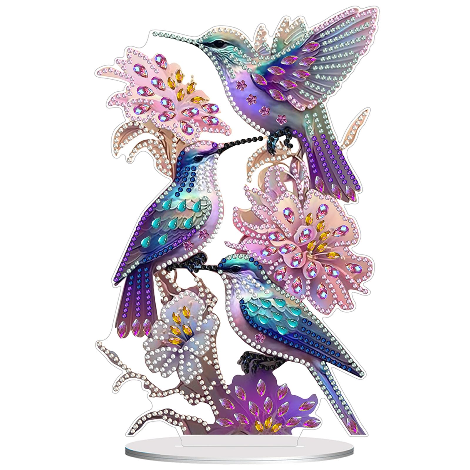 Diamond Painting Kits for Adults Beginners, 5D Full Drill Hummingbird Crystal Art Desktop Ornament, DIY Single Sided Home Office