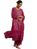 Libas Women Organza Kurta Set (49321, Pink, 2Xl)