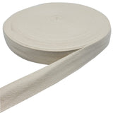 50 Yards Herringbone Tape Ribbon, Cotton Ribbon for Sewing (Beige, 1in)