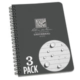 Rite in the Rain Weatherproof Side Spiral Notebook, 4.625 x 7, Gray Cover, Universal Pattern, 3 Pack (No. 873L3)