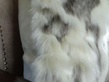 Plutus Brands Rabbit Fur Throw Pillow, 24 X 24, Ivory/Gray