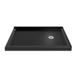 DreamLine SlimLine 36 in. D x 54 in. W x 2 3/4 in. H Right Drain Double Threshold Shower Base in Black, DLT-1036542-88