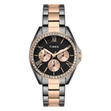 Timex Analog Watch For Woman With Black Round Dial & Two Tone Stainless Steel Bracelet Band Water Resistant Women'S Wrist Watche