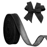 JaoZuyard Black Burlap Ribbon 1 inch X 20 Yard Natural Linen Woven Ribbon DIY Handmade Wired Edging Production Wreath Holiday De